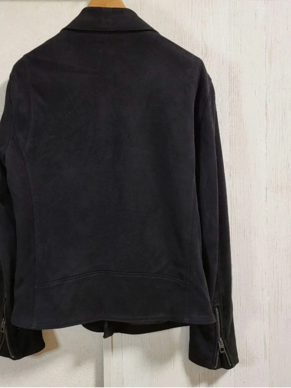 Zara Ultra Suede Mens Rider Motorcycle Jacket Black Size Large